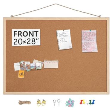 Imagem de Tábuas de cortiça de 50,8 cm x 71,1 cm para paredes com moldura de madeira, 1 pacote, quadro branco e quadro de cortiça, quadro de escritório de dois lados para organizador de parede, quadro de pinos