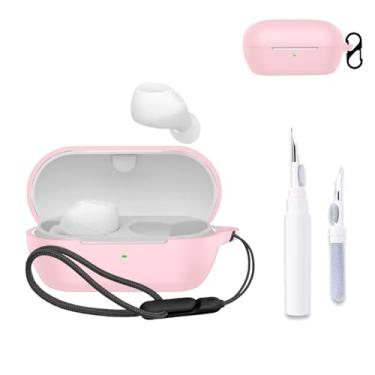 Imagem de NOUKAJU Capa para Sony WF-C710N, capa protetora para fone de ouvido (com mosquetão + cordão + caneta de limpeza) à prova de quedas, arranhões, à prova de choque, capa para Sony WF-C710N (rosa)