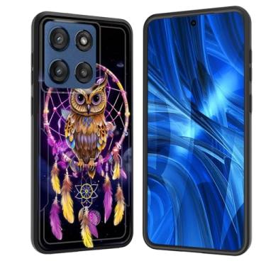 Imagem de JHYYTUJTYP Capa para Moto Edge 2025, [Teste de queda de grau militar] Capa protetora resistente à prova de choque resistente para Motorola Moto Edge 2025, apanhador de sonhos de coruja