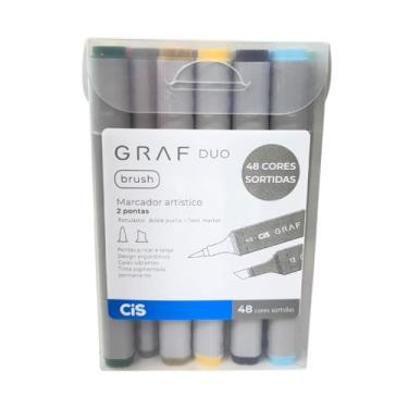 Imagem de Marcador Artístico CIS GRAF Duo Brush, Duas pontas (Brush/Chanfrada), Estojo com 48 cores sortidas