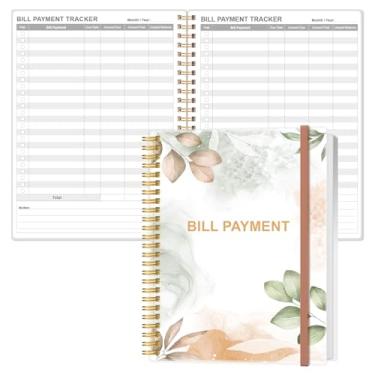 Imagem de Caderno rastreador de contas – Organizador e planejador de contas mensais para orçamento financeiro pessoal, organizador de lista de verificação de pagamentos, 20 x 26,7 cm, folha rosa