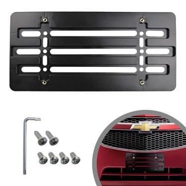 Imagem de Suporte de placa de carro de para-choque dianteiro para Chevrolet 2000-2023, conjunto de suporte de placa com 6 parafusos exclusivos e kit de chave inglesa, kit de montagem de etiqueta de licença,