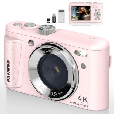 Imagem de Câmera digital Fansbe Smart 4K Vlogging 64MP 18X Zoom rosa