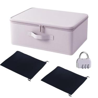 Imagem de SAFESecure Caixa de armazenamento com chave – Caixa organizadora privada discreta com tampa de zíper para itens pessoais, recipiente preto de 38 x 25 x 15 cm para adultos, organização de viagens e