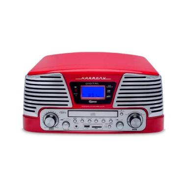 Imagem de Vitrola Raveo Harmony Bt Vermelha Retrô Moderna 78rpm 10w