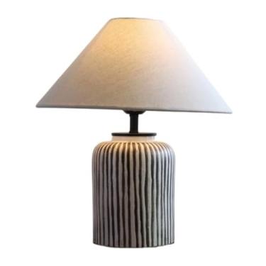 Imagem de Abajur de cabeceira Abajur de cabeceira mesa Japonês simples feito à mão Luminária cerâmica Quarto Sala estar Decoração casa