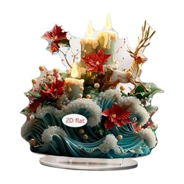 Imagem de Generic Arte de Praga de Natal 2D com Base Artesanal Ornamento de Acrílico Decorações para Mesa Escritório Sala de Jantar Estante Peça Central, 18.6 Cm de Largura