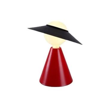 Imagem de Abajur de cabeceira Luminária de mesa simples cabeceira noturna metal estudo sala estar decorativa quarto Modelo Vermelho, Preto(Preto)