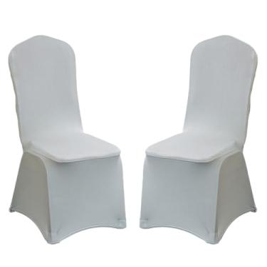Imagem de Pacote com 2 capas de cadeira dobráveis de elastano elástico, capas removíveis para cadeiras, protetores universais, com bolso elástico para os pés, para festa de casamento, banquete, celebração