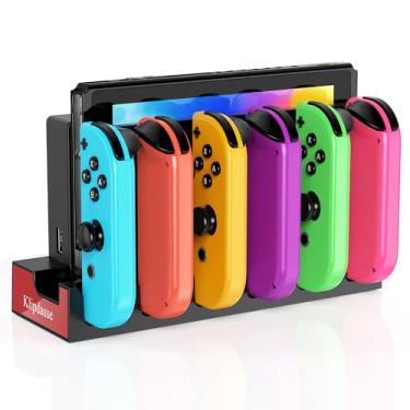 Imagem de Base de carregador de interruptor, base de carregamento para Nintendo Switch/modelo OLED, carrega até 6 Joycons, carregador de controle Joycon com indicação LED