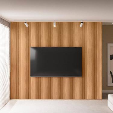 Imagem de Painel para TV 84 Polegadas 100% MDF Ripado Modular 3.0 Marrom Fosco