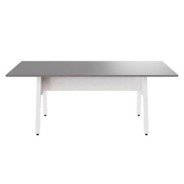 Imagem de Mesa de Reunião 200cm para 8 Pessoas com Tampo Chanfrado Industrial Executive Cinza Sagrado / Branco