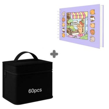 Imagem de 24/36/48/60 Cores Caneta Marcadora Kit Com Ponta Dupla - Lusen, Cadern