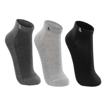 Imagem de Kit 3 Pares de Meia Soquete Cano Baixo Lupo 3225 Cinza, Chumbo e Preto