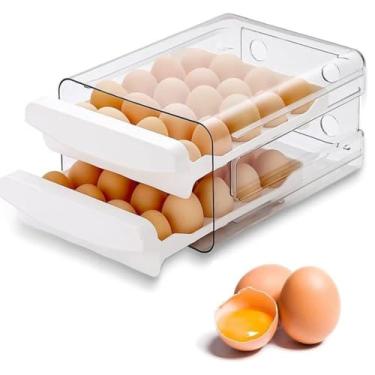Imagem de Organizador de Ovos com 2 Andares Empilháveis – Armazena até 32 Unidades – Acrílico Transparente Livre de BPA – Ideal para Geladeira, Fácil de Limpar