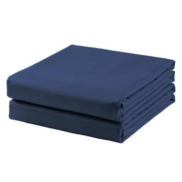 Imagem de Pacote com 2 lençóis inteiros de algodão, lençol de cima 100% algodão egípcio 600 fios, fresco e respirável, resistente a rugas, desbotamento e manchas (pacote completo com 2 unidades)