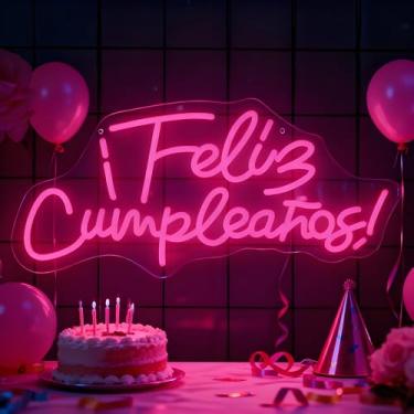 Imagem de Neonawall Neon Sign for Wall Decor Light Up Letters Business Led Sign Birthday Party Gifts Led Decorative Night Signs Room Decor Neon Party Signs for Birthday Restaurant Bar (I Feliz Cumpleanos)