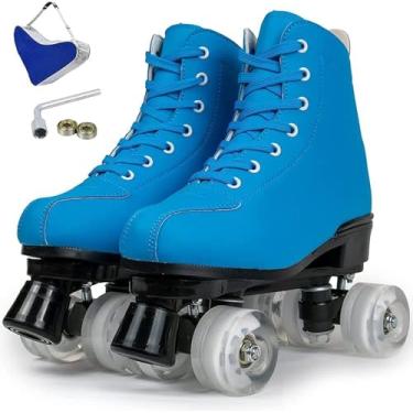 Imagem de Patins Femininos Patins Brilhantes Para Adultos Mulheres Homens Patins De Couro Pu Para Ambientes Internos Ao Ar Livre Com Bolsa De Sapatos E Ferramentas, A, 44