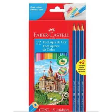Imagem de Lápis Cor Faber 12 Cores  -  Com 3 Ecolápis