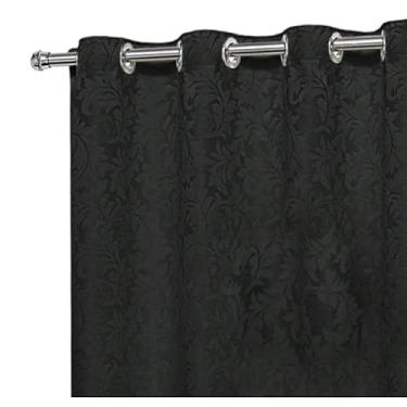 Imagem de Cortina De Painel Jacquard Blackout 300x260cm Para Quarto E Sala Esticada(PRETA)