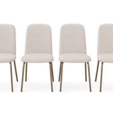 Imagem de Kit com 4 Cadeiras California CHAMPAGNE / LINHO BEGE A-512