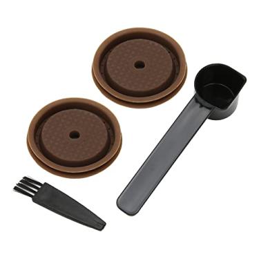 Imagem de Pssopp Tampas de Cápsula de café Reutilizáveis, Tampas de Silicone de Grau Alimentar para Vagens Originais Com Colher e Pincel, Cabos para Máquinas