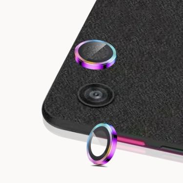 Imagem de Luchantle Pacote com 2 protetores de lente de câmera T-Mobile Revvl Tab 2, protetor de tela de vidro temperado 9H, acessórios de decoração de anel de metal (colorido)