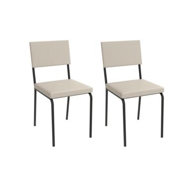 Imagem de Kit 2 Cadeiras De Cozinha Zaria 2c128prf Aço 2 Un Preto-ano Bege - Kappesberg