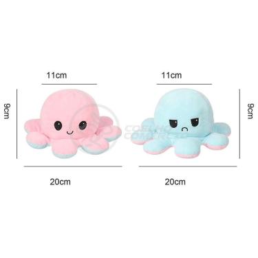 Imagem de Polvo Reversível De Pelúcia Feliz E Bravo Rosa E Azul