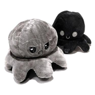 Imagem de Polvo Reversível De Pelúcia 2 Em 1 Tiktok Preto E Cinza