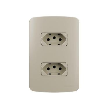 Imagem de Tomada Dupla Margirius B3 Colors 2p+t 10a Com Placa 4x2 Pérola