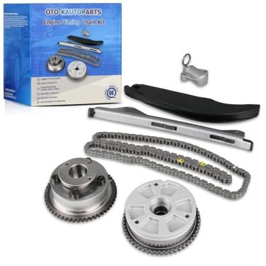 Imagem de Kit de corrente de distribuição de motor OTO-K compatível com Hyundai Elantra Kona Veloster Kia Forte 5 Soul Seltos 2.0L l4, incluindo roda dentada da árvore de cames VVT, substituição # 243502E700
