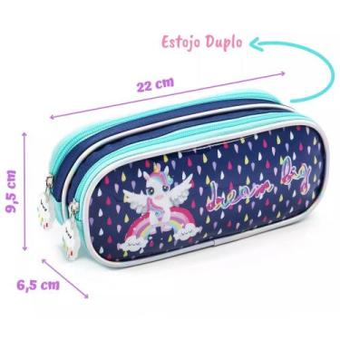 Imagem de Estojo Escolar Infantil DREAM BIG Unicórnio Denlex, Roxo