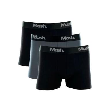 Imagem de Kit/3 Cueca Boxer Mash 110.16 Masculina Algodão T. P/GG, G, Pt04, Pret
