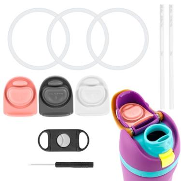 Imagem de 10 peças de peças de reposição para garrafa de água compatíveis com Owala FreeSip, vedação de garrafa de água livre de BPA, tampa superior de canudo acessórios para tampa de canudo Owala 16/19/24/25