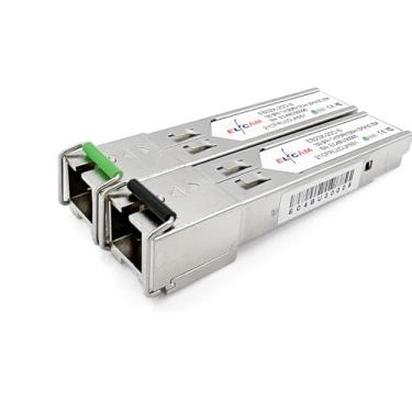 Imagem de Elfcam - 1 par de módulo transceptor de fibra 10G SFP+ BiDi SC, com porta de fibra SC Simplex modo único 9/125um OS2, compatível com Mallanox, DDM 20 km