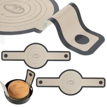 Imagem de LIQWEI 2 peças de estilingue de silicone para pão, tapete antiaderente, ferramenta reutilizável para pães de massa fermentada com alças longas, suprimentos de panificação, fácil de transferir, pão de