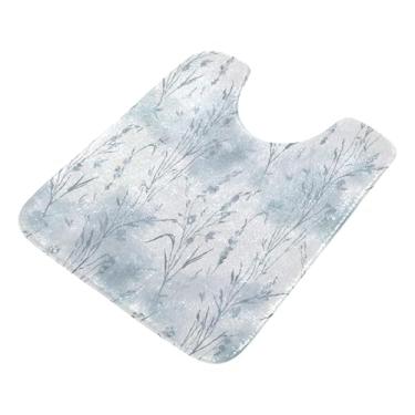 Imagem de Burbuja Tapete de banheiro de flores silvestres, tapete de banho absorvente de pelúcia macio, base antiderrapante para piso de banheiro, oval em forma de U