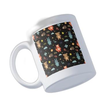 Imagem de Caneca Xícara de Café Porcelana 300ml Com Desenho Infantil de Animais da Floresta
