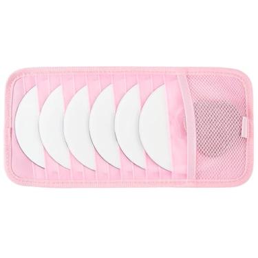 Imagem de CREATCABIN Suporte de CD de carro rosa organizador de armazenamento de viseira de veículo DVD com 12 capas de armazenamento de DVD, 1 bolso de malha, 1 suporte de caneta e alça elástica multifuncional