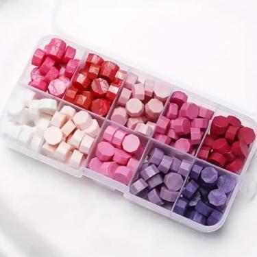 Imagem de Contas de lacre de cera rosa-roxa, contas de cera de vedação de 10 cores para selos de selos convites de casamento, presente de Natal, selo de envelope, embrulho de presente de artesanato DIY