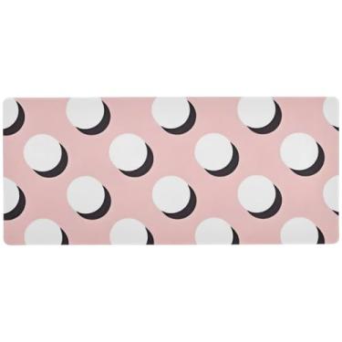 Imagem de Mouse pad branco de bolinhas rosa chique para jogos e escritório, mouse pad grande para jogos, 80 x 40 cm, superfície lisa e antiderrapante