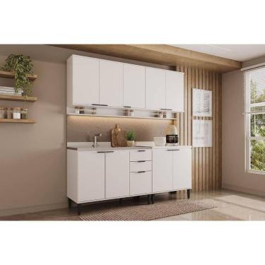 Imagem de Cozinha Modulada Completa Alpha 4 Peças (2aéreos+2balcões) C4p175 Branco - Carraro
