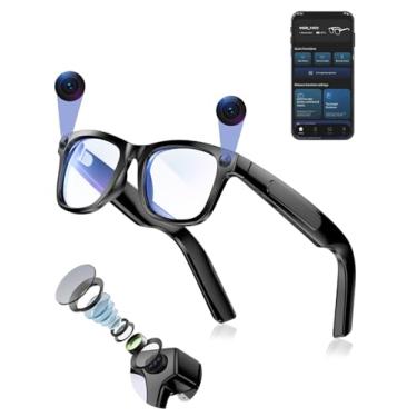 Imagem de Óculos inteligentes de IA atualizados com câmera dupla anti-vibração de 8 MP foto 2K 1080p gravação de áudio e vídeo HD reconhecimento de objetos IA em tempo real tradução em tempo real assistente de