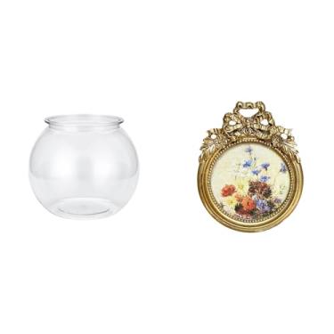 Imagem de Whtkoph Moldura de Ornamentada Estilo Europeu Antigo para Pequeno Aquário Transparente, Pequeno Ornamento Redondo, Aquário.