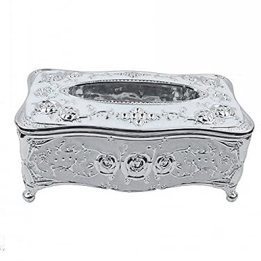 Imagem de Porta-lenços de papel universal acrílico caixa de lenços de papel europeu de luxo acessórios de mesa de escritório escritório casa ktv hotel carro capa facial caixa de lenços (cor: prateado)