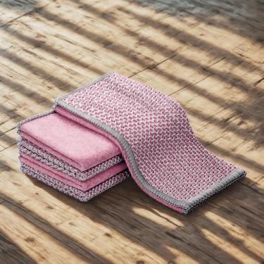 Imagem de Conjunto de pano de prato de arame, pacote com 5 panos de limpeza de cozinha para pratos e frigideiras (rosa (5 peças))