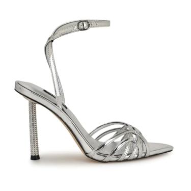 Imagem de Nine West Sandália feminina de salto Paxal, Prateado espelhado metálico, 35