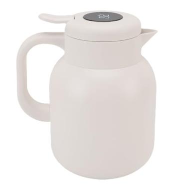 Imagem de ZJchao Bule Térmico de 1500ml, Chaleira de chá Isolada, Bule Isolado a Vácuo Com Display Digital de Temperatura do Infusor Pote de Retenção Quente e Frio para Bebidas de Leite e café (Branco)