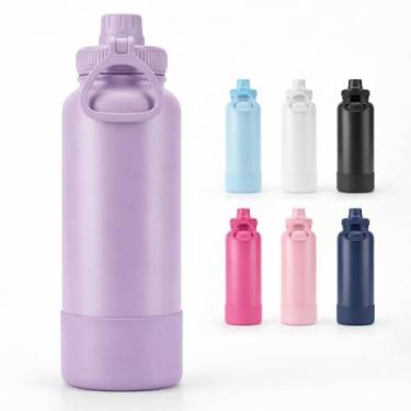 Imagem de Garrafa Térmica 800 ml Base Emborrachada Antiderrapante, Parede Dupla Inox 304, Mantém Gelada por 24h – (Lilás)